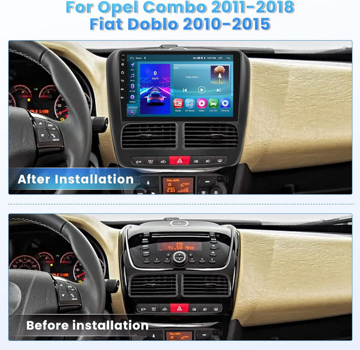 [2G+64G] Hikity Autoradio Navi Für FIAT Doblo 2010-2015 Opel Combo 2011-2018 Android 13 Wireless Car