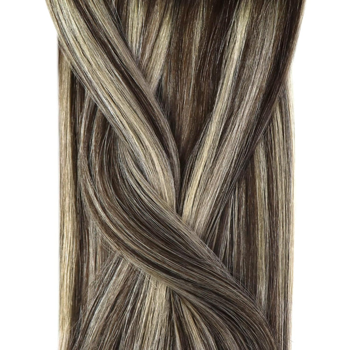YoungSee Extensions Echthaar Microring Ombre 60cm,Micro Ring Hair Extensions Braun Ombre Aschblond,M