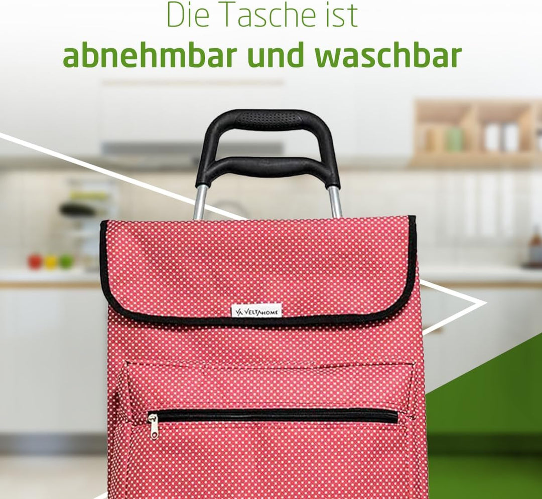 Amig - Einkaufstrolley mit 4 Rädern | Aussentasche für Tiefkühlkost | Maximale Belastung 15 kg |Kapa