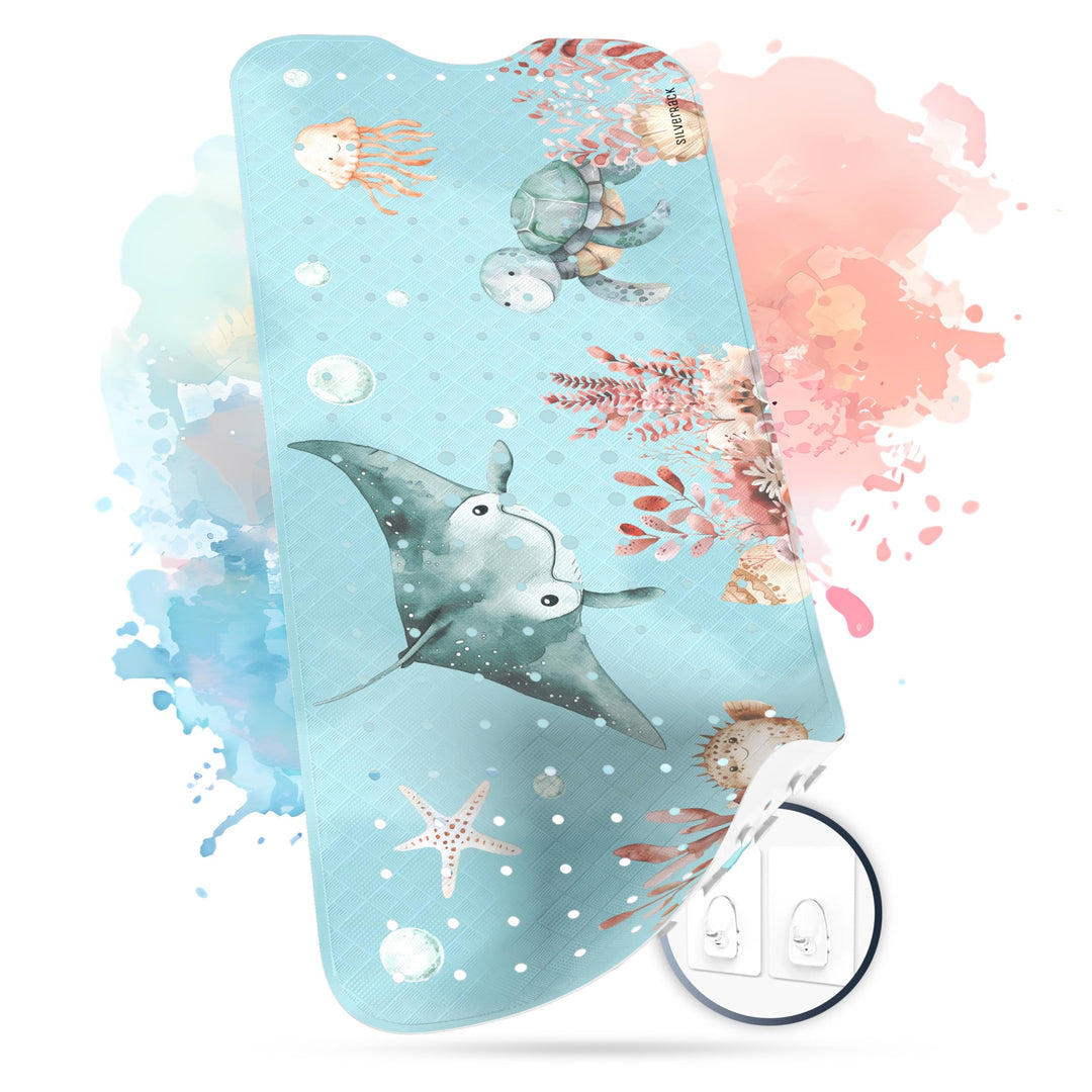 Badewannenmatte Kinder rutschfest [100x40cm] - Antirutschmatte Badewanne BPA frei - Badematte Kinder