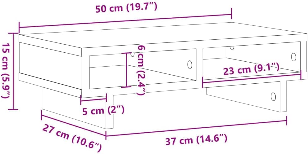vidaXL Monitorständer Räuchereiche 50x27x15 cm Holzwerkstoff Räuchereiche 50 x 27 x 15 cm, Räucherei