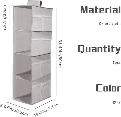 XiXiRan Hängeregal Kleiderschrank, 4 Fächer Hängender Organizer Schrank, mit 12 Netzseitentaschen fü