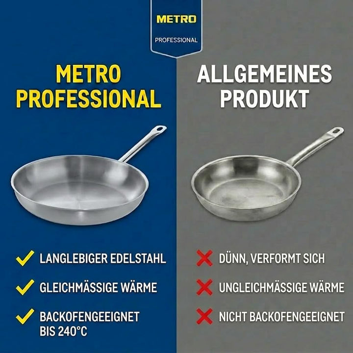 METRO Professional Pfanne unbeschichtet | Ø 28 cm | Edelstahl | Backofengeeignet bis max. 240 °C | a