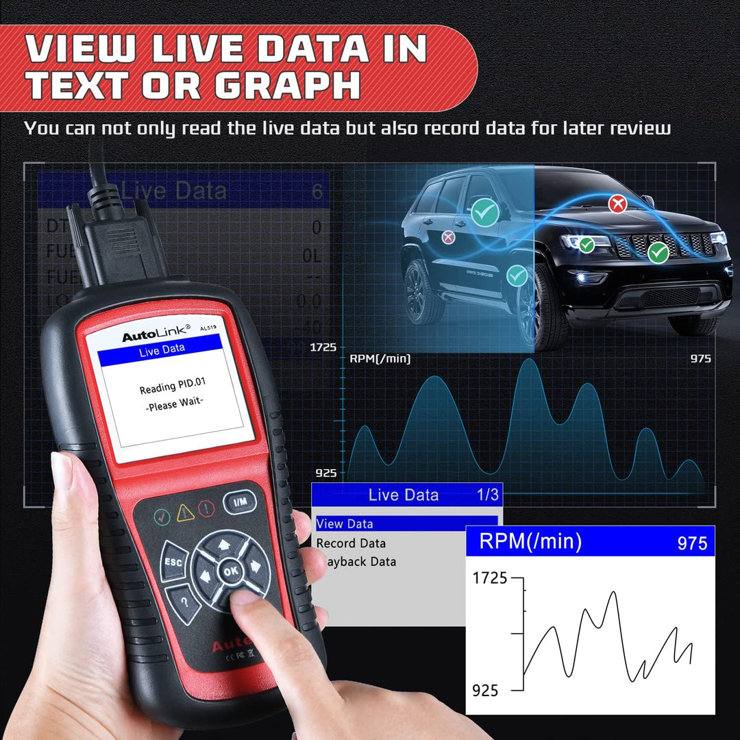Autel AutoLink AL519 OBD2 Diagnosegerät, Gleich wie ML519, OBD2/ EOBD/CAN Auto Scanner Fahrzeug Moto