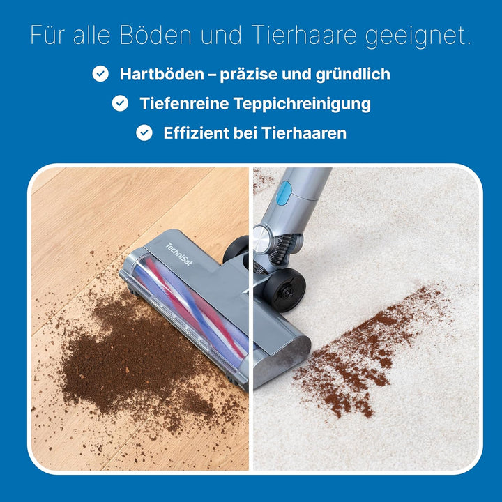 TechniSat TECHNIMAX AS3 Plus – Akku Staubsauger mit Absaugstation, bis 60 Min. Laufzeit, selbstentle