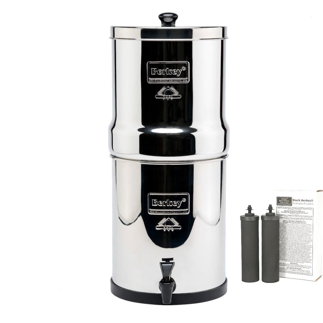 Berkey BK4X2-BB Big Berkey Stainless Steel Water Filtration System with 2 Black Filter Elements by