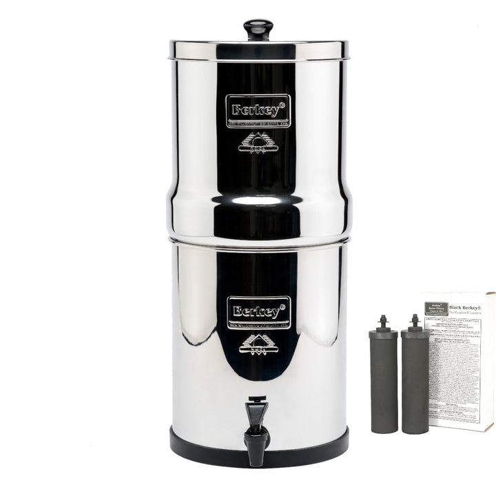 Berkey BK4X2-BB Big Berkey Stainless Steel Water Filtration System with 2 Black Filter Elements by