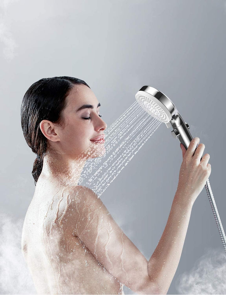 HONBOO Duschkopf mit Stoppfunktion, Wassersparender Duschkopf Hochdruck Handbrause mit 3 Strahlarten