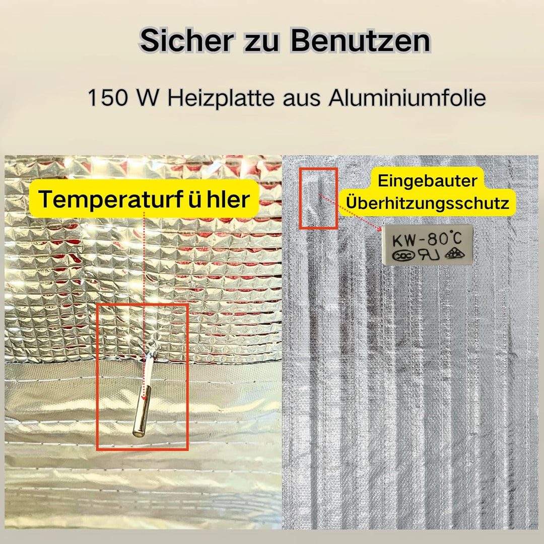 Brot Gärbox mit Heizung，Faltbare Brot Gärschrank Einstellbare Temperatur und Timer, Teiggärbox zum B