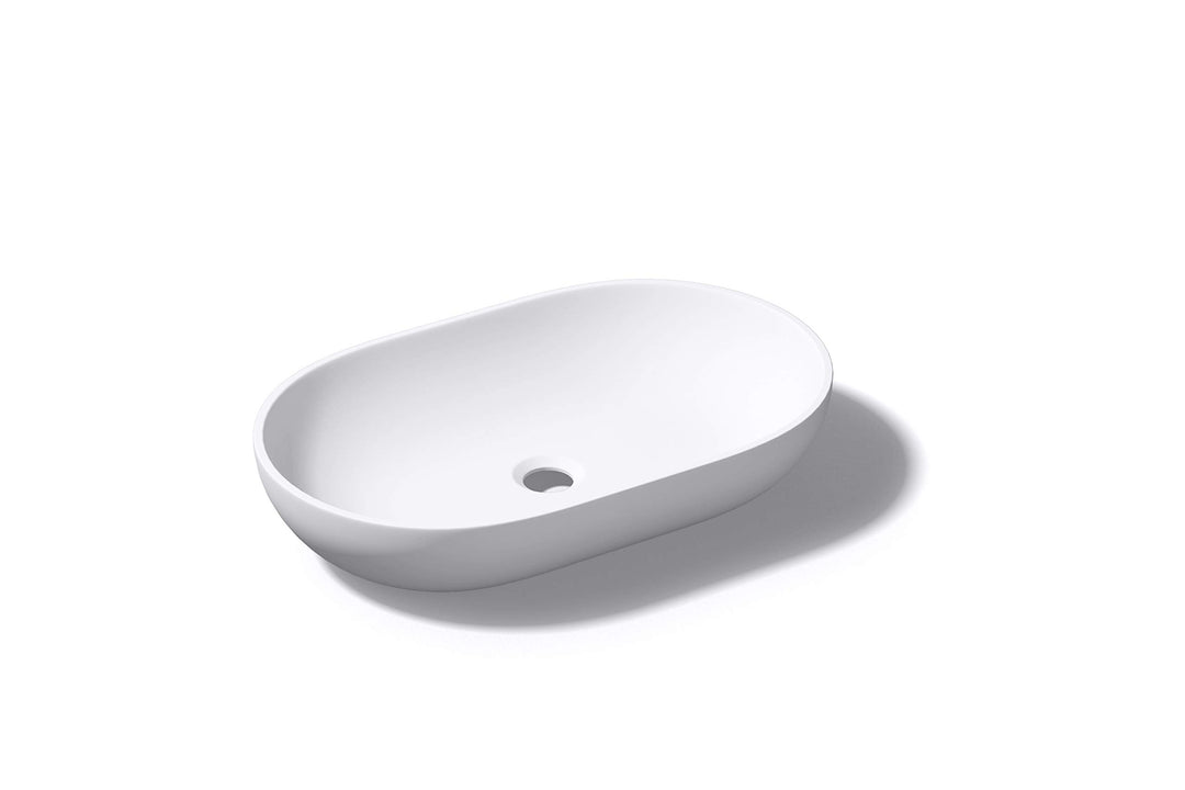 doporro Design Waschbecken Bad 54x34x10cm | Waschtisch aus hochwertigem Guss-Marmor in Weiss matt |