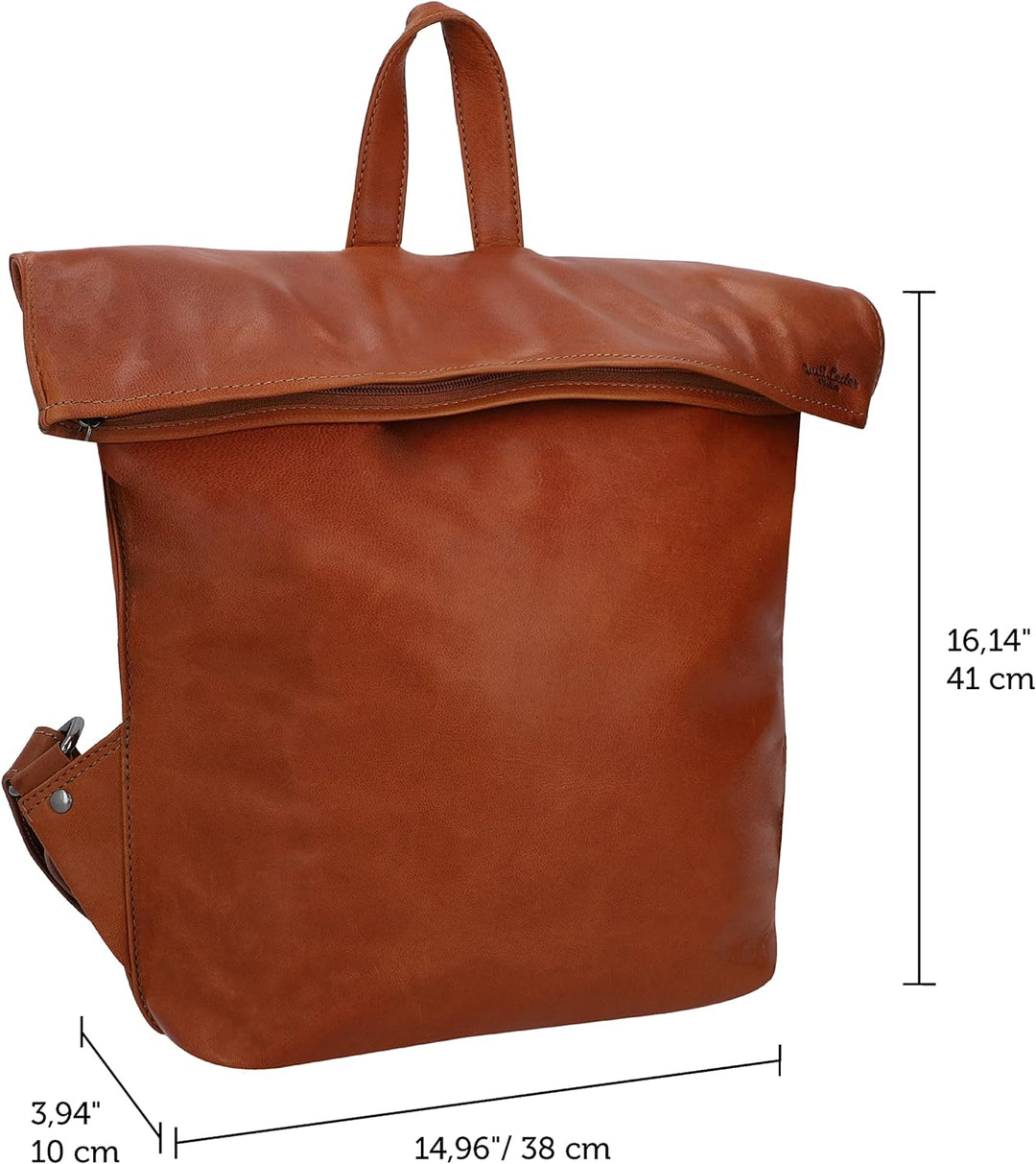 Gusti Fahrradrucksack Leder- Moreno A. Damen Rucksack inkl. Platte Lederrucksack Cityrucksack Braun