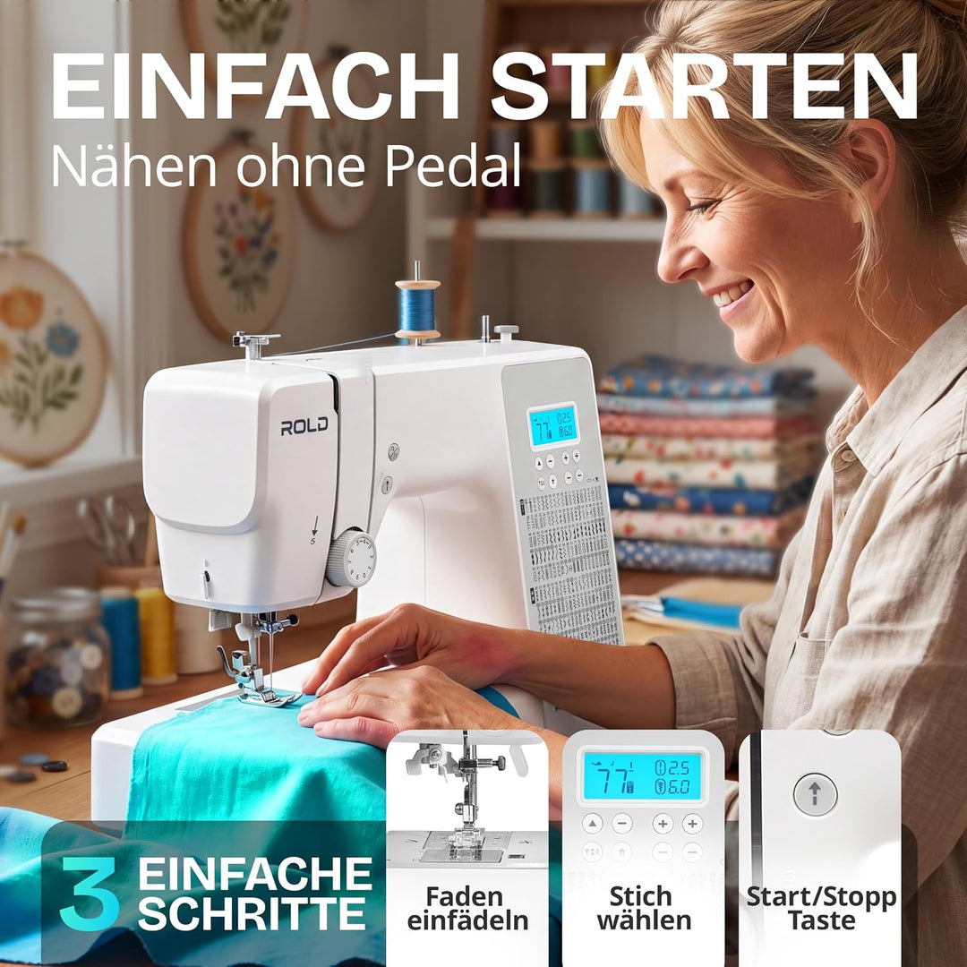 Rold S500 Computer Nähmaschine mit 300 Stichen zum Nähen aller Arten von Stoffen | Freiarm Computer-