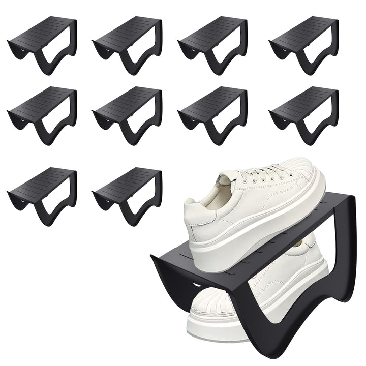 UISEBRT Doppelschicht Schuhstapler,PP Anti-rutsch Schuh Organizer Stapelbar,Schuhhalter platzsparend