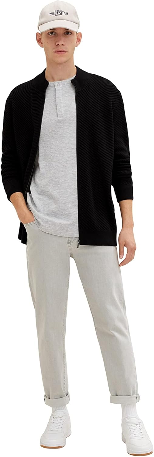 TOM TAILOR Denim Herren Strickjacke mit Stehkragen L 10903 - Anthracite Gray, L 10903 - Anthracite G