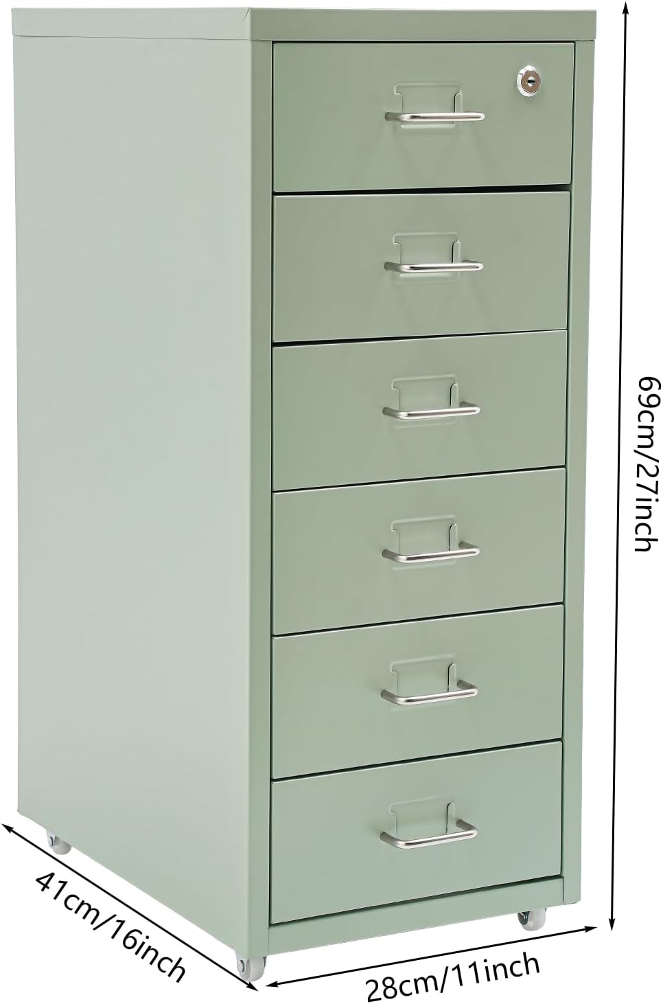 Aktenschrank, Rollcontainer mit 6 Stock Schubladen, Metallschrank Aktenschrank Abschliessbar, Bürosc