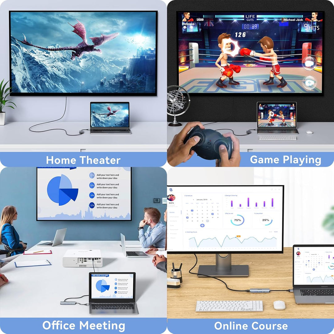 Docking Station für MacBook Pro/Air, MacBook Docking Station USB C Dual Monitor, 8 in 2 USB C Adapte