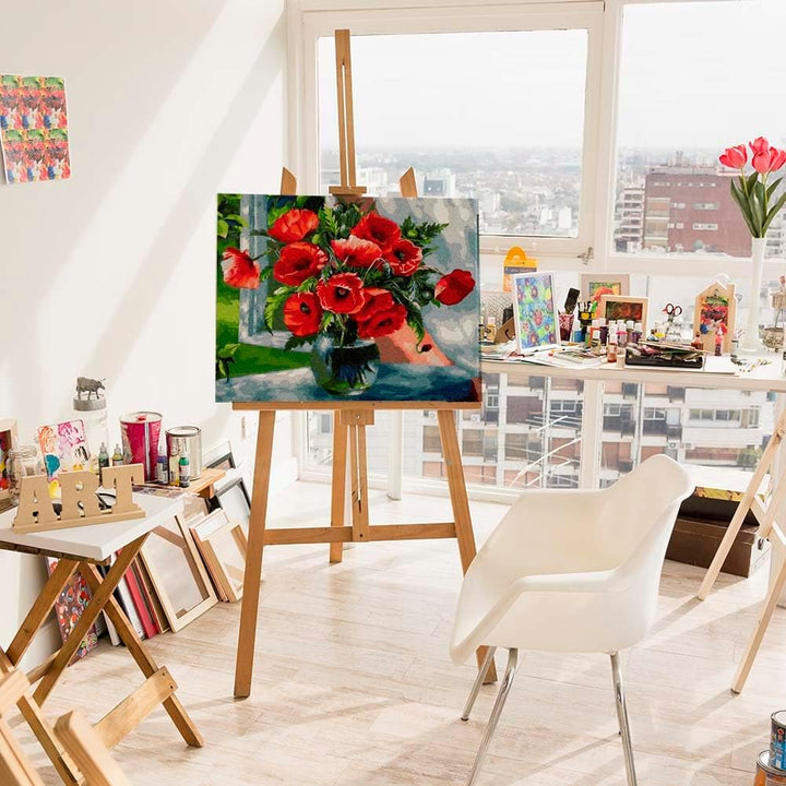 Artnapi Malen nach Zahlen Erwachsene mit Rahmen | DIY Handgemalt | Blumen - Sommer Mohnblumen | Kit