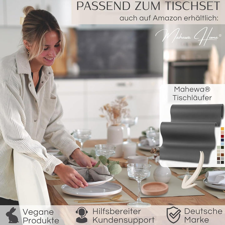 Mahewa® 6er Set Premium Tischset aus Kunstleder - Platzset abwaschbar und wasserdicht - Platzdeckche