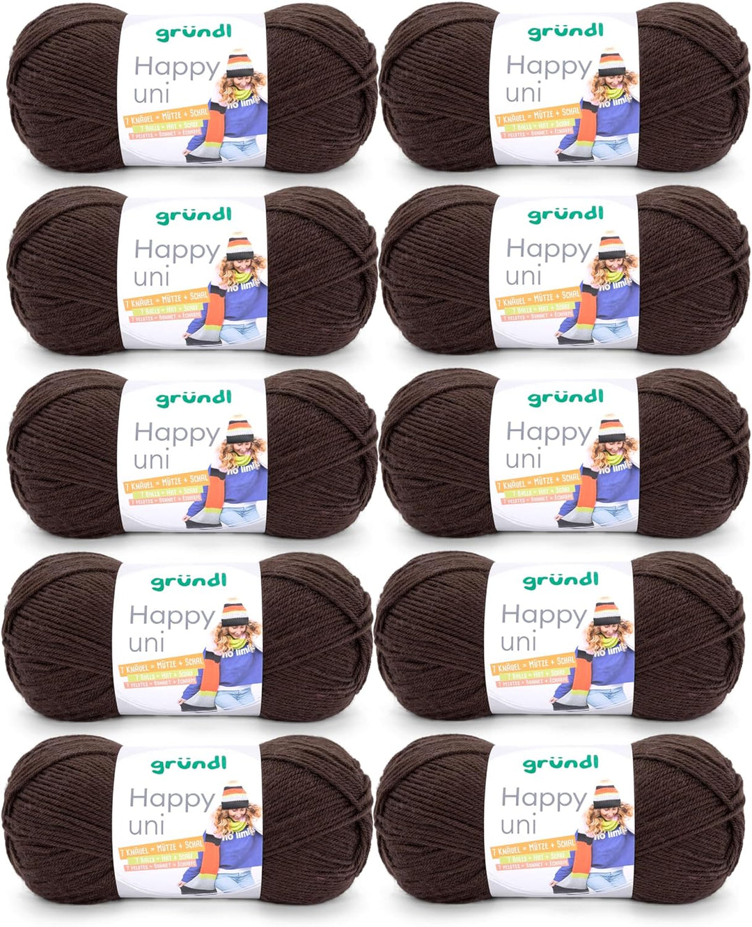 Gründl Happy uni (Strick- und Häkelgarn mit wollartigem Charakter aus 100 % Polyacryl, Anti-Pilling,