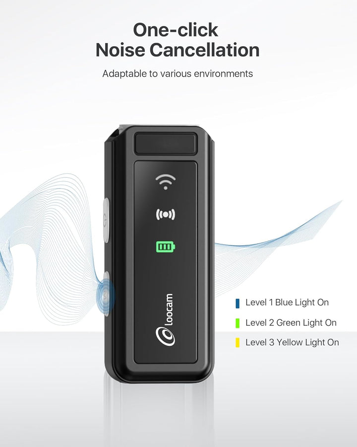 Loocam Wireless Lavalier-Mikrofon mit Ladekoffer, Rauschunterdrückung mit Einem klick, 48kHz, 131FT