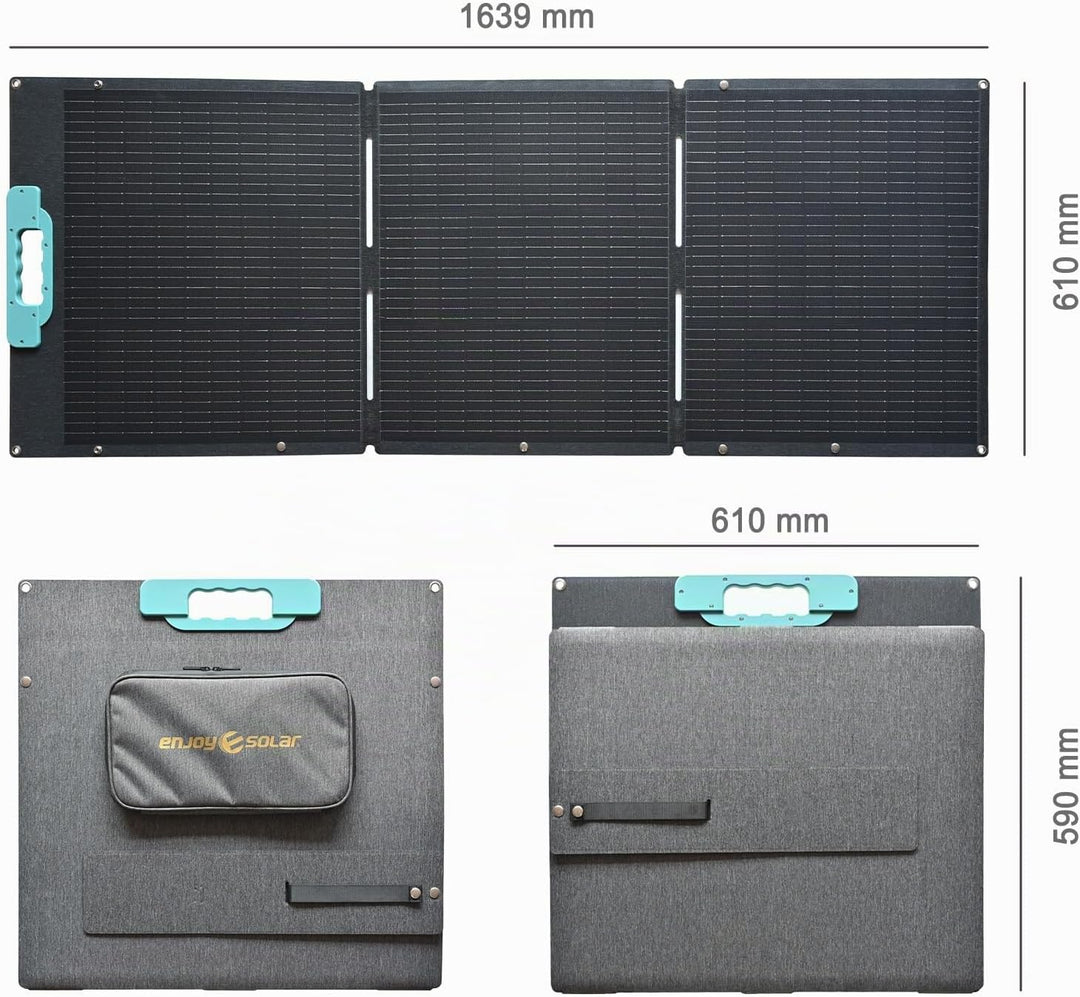 enjoy solar® faltbares Solarpanel Helios 150W 12V, 182mm Solarzellen 10 Busbars Solarpanel ideal für