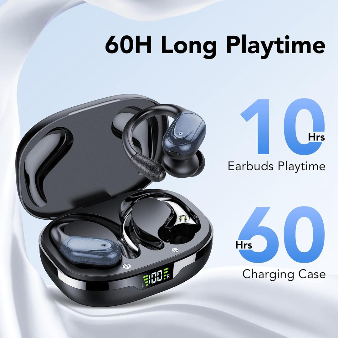 CASCHO Bluetooth Kopfhörer Sport, Kopfhörer Kabellos Bluetooth 5.3, 60 Std Kabellose Kopfhörer mit T