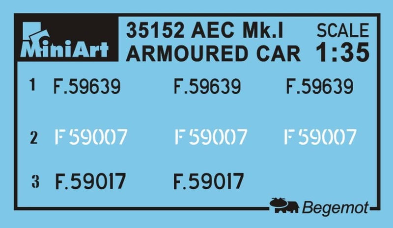 Mini Art 35152 1:35 Brit. Spähpanzer AEC Mk.I-originalgetreue Nachbildung, Modellbau, Plastik Bausat