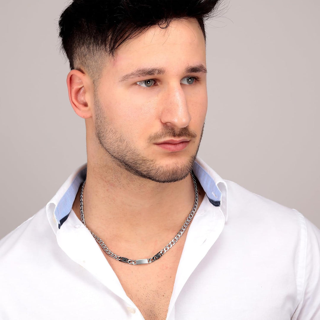 Morellato Herren Halskette, CATENE Kollektion, aus Stahl, Schwarz-PVD, Stein - SATX01