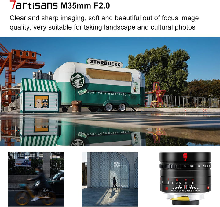 7 artisans 35 mm F2.0 Vollrahmen, klassisches menschliches Fokusobjektiv, kompatibel mit Leica M-Mou