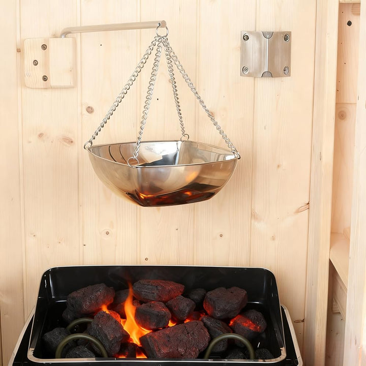 Sauna-Aromaschale, Edelstahl-Sauna-Aromaschale für ätherische Öle Wandhalterung mit verstellbarem Sc