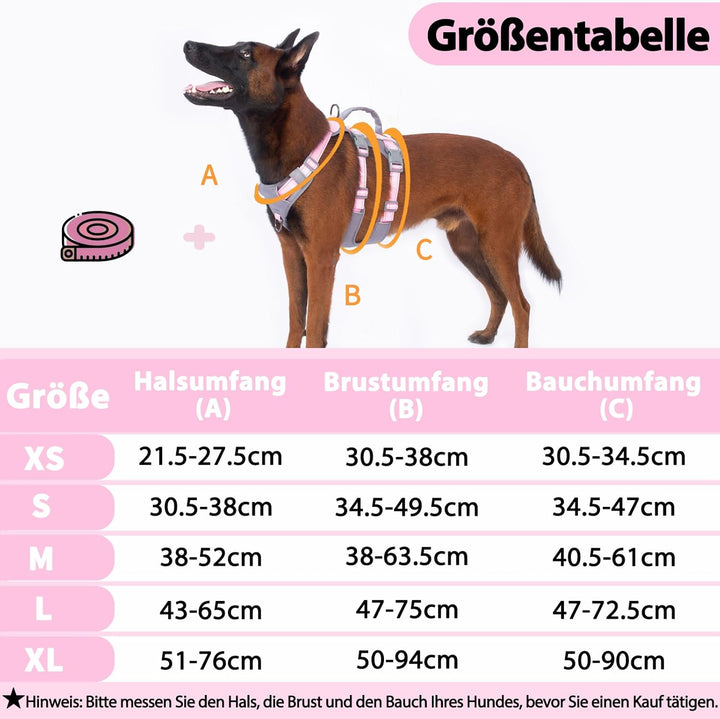 Huntboo Sicherheitsgeschirr Hund Ausbruchsicher, Panikgeschirr für Hunde, Reflektierendes Geschirr H