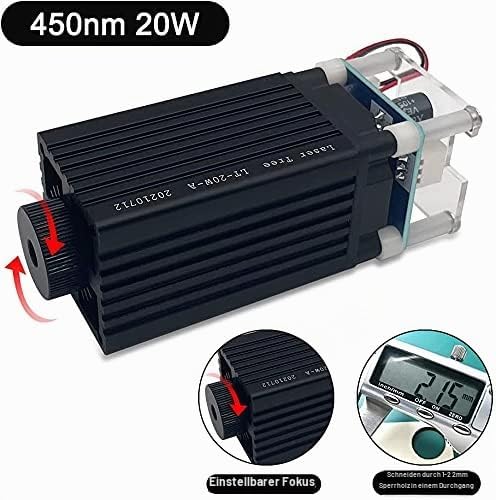 450nm 20W Lasermodul, LASER TREE 4W Ausgangsleistung Gravurmodul, Einstellbarer Brennpunkt, Blauer L