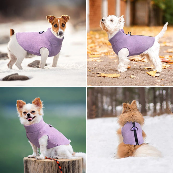 Idepet Hunde-Fleece-Weste, Pullover, mit Reissverschluss, Warmer Pullover, Hundejacke mit D-Ring-Lei