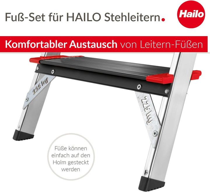 Hailo Leiter-Fuss-Set - Ersatzfüsse für Hailo Haushaltsleitern wie L20, L40 BasicLine und L50, L60 S