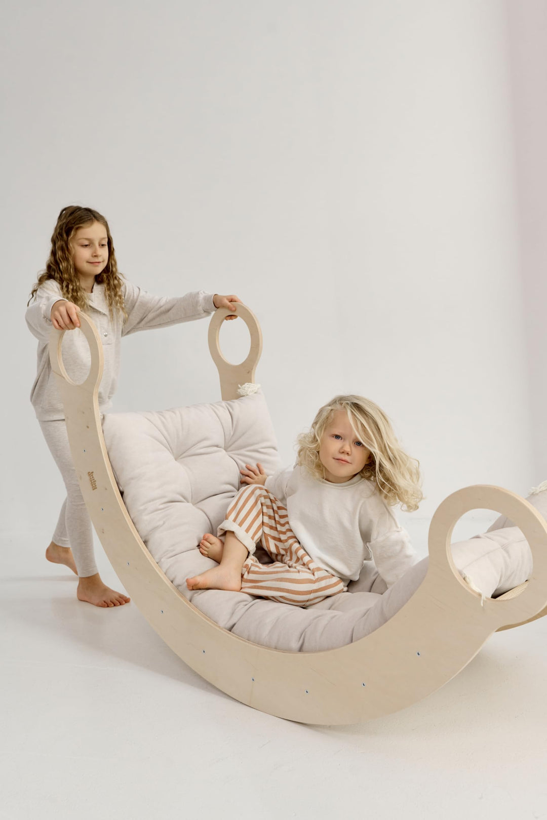 Kletterbogen ab 2 Jahr, Gross Bogenwippe für Kinder und Erwachsene, Holzwippe XXL Montessori mit ode