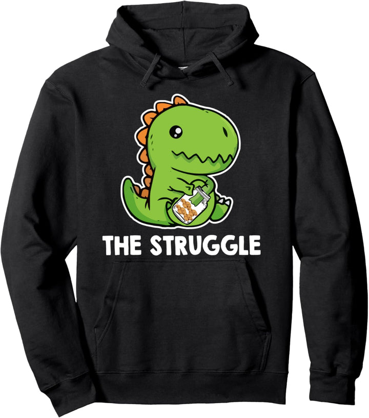 The Struggle - Dino With Cookies Dinosaur T-Rex Pun Pullover Hoodie