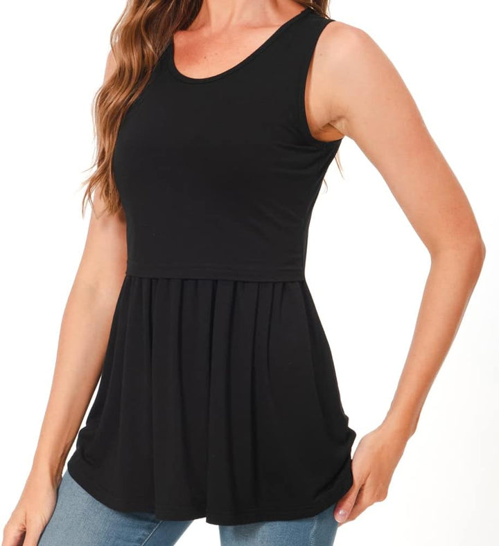 Bearsland Women's Nursing Tank Tops Sleeveless Scoop Neck Soft Breastfeeding Clothes Maternity Shirt