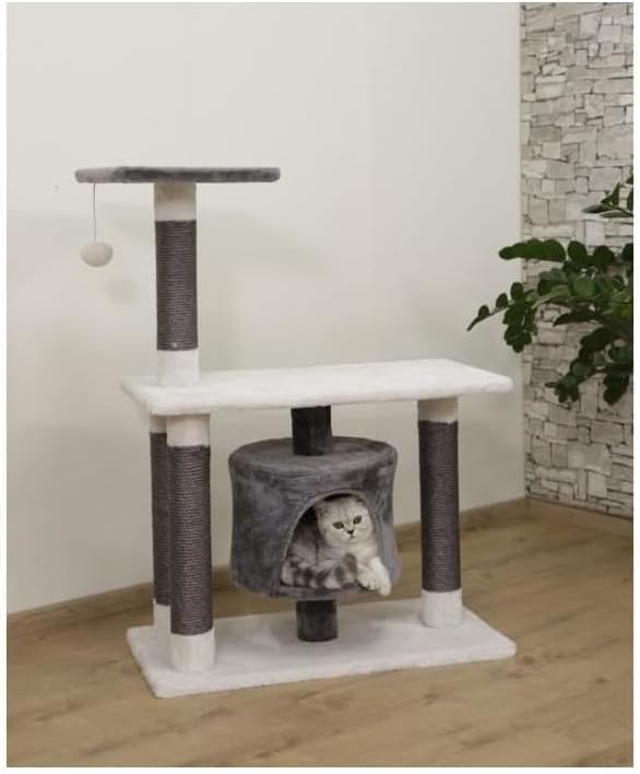 Kerbl Pet Kratzbaum Jade Darklight, Katzenbaum für kleine bis mittelgrosse Katzen, Mit Sisalsäulen/H