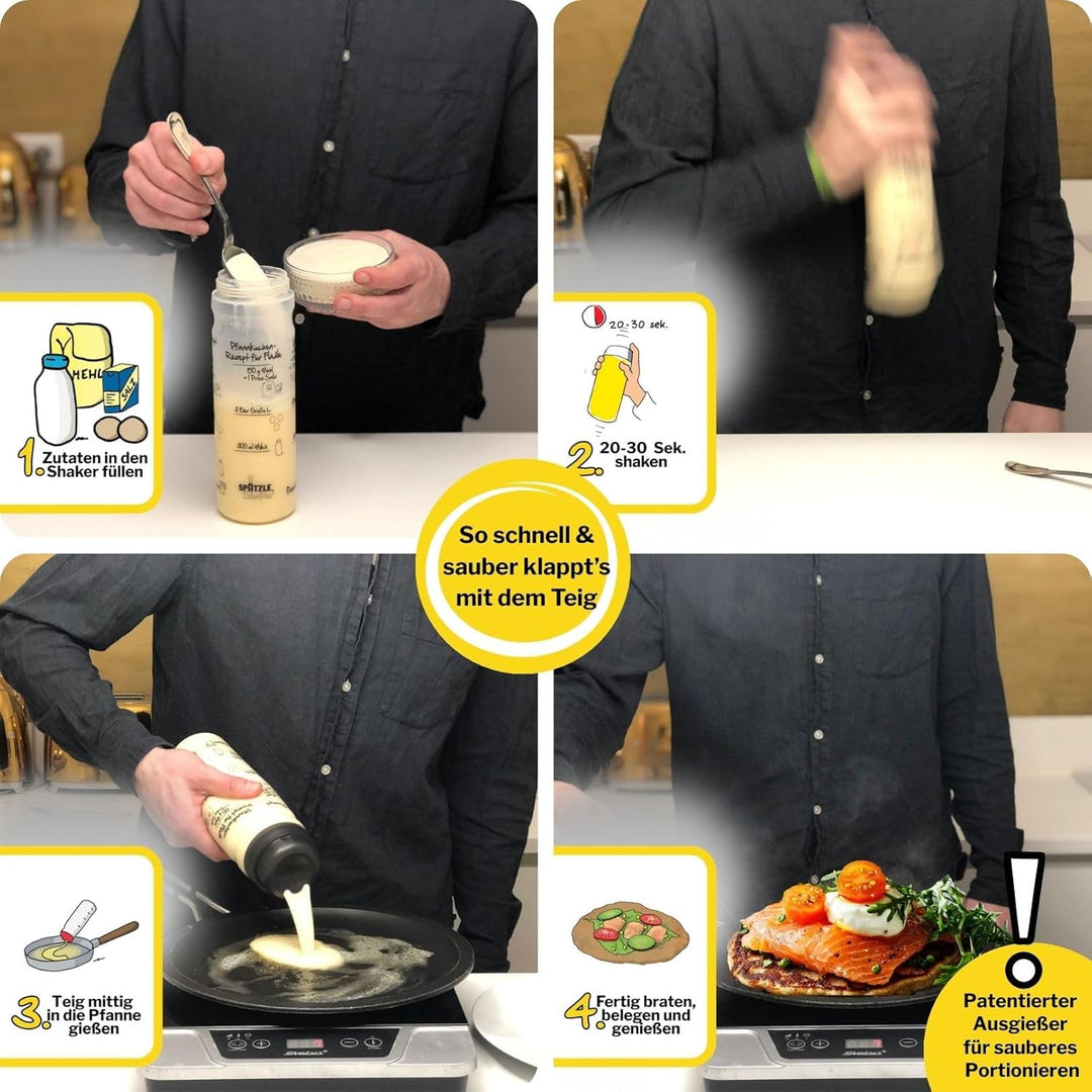Shaker-Set Duo (ANTHRAZIT) mit 875ml-Pfannkuchen-Shaker + 4-Portionen-Spätzle-Shaker