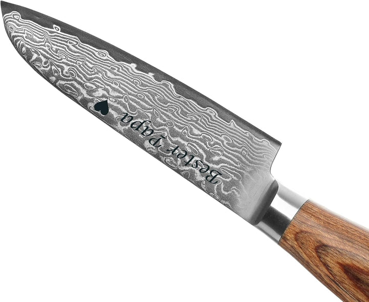 Wakoli EDIB Pro Premium Santoku Messer klein mit Klingen Gravur mit 11 cm Klinge gefertigt aus 67 La