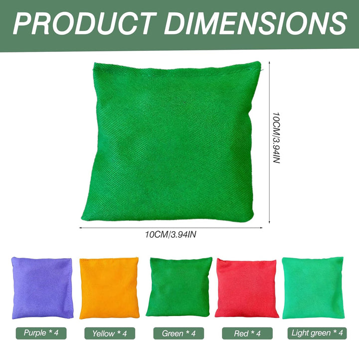 20 Stück Cornhole Säckchen, Bohnensäckchen, 10×10cm Sitzsäcke Werfen, Bunte Bean Bags Für Outdoor Sp