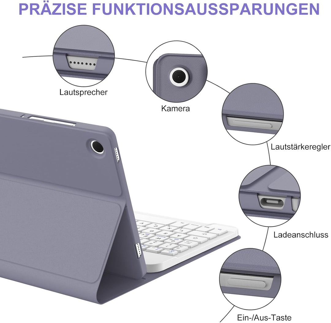 Hülle mit Tastatur für Samsung Galaxy Tab A11+ 11" & A9+ 11" (2025/2023), SchutzHülle, Deutscher QWE