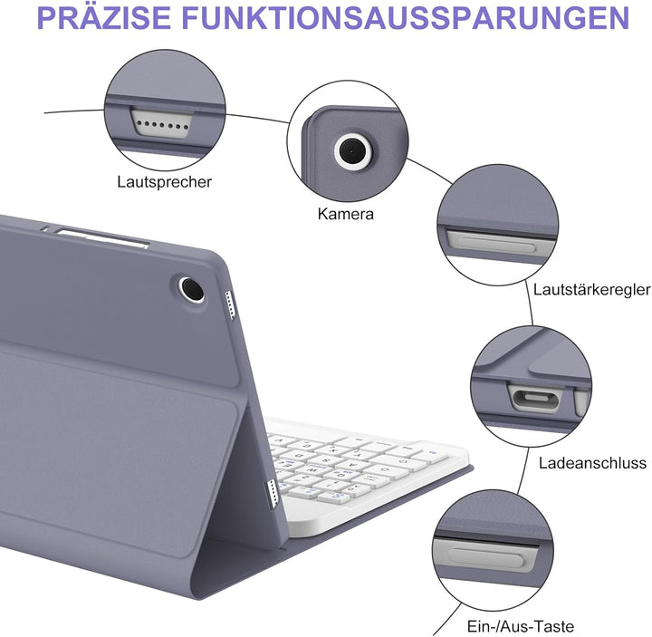Hülle mit Tastatur für Samsung Galaxy Tab A11+ 11" & A9+ 11" (2025/2023), SchutzHülle, Deutscher QWE