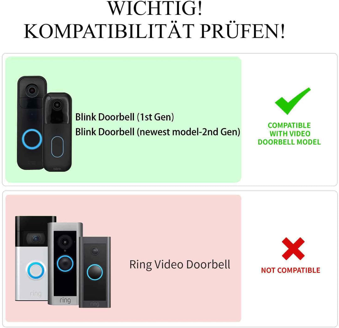 Edelstahl Blende für Blink Videotürklingel, Video-Doorbell Halterung – Robuste Halterung und Zubehör