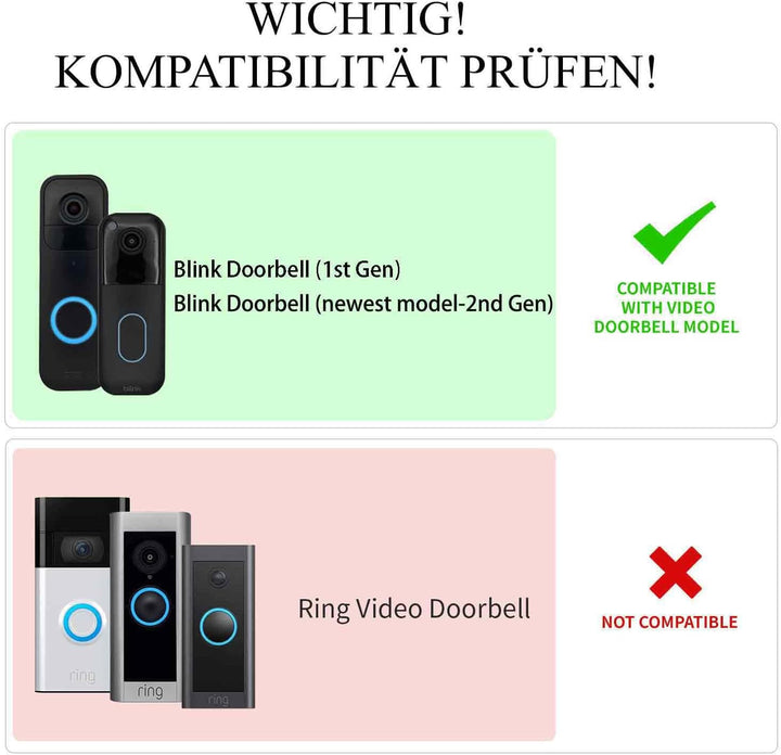 Edelstahl Blende für Blink Videotürklingel, Video-Doorbell Halterung – Robuste Halterung und Zubehör