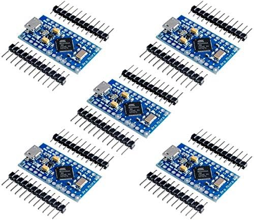 TECNOIOT 5pcs Pro Micro ATmega32U4 5 V/16MHz Module with Pin Header for Leonardo, 5PCS