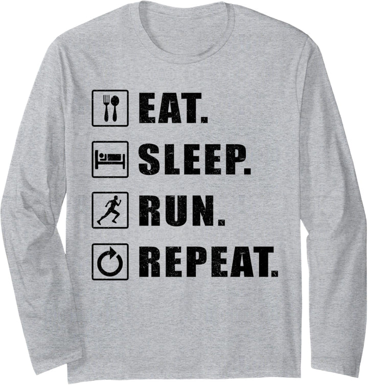 Eat Sleep Run Repeat - Marathonläufer Langarmshirt
