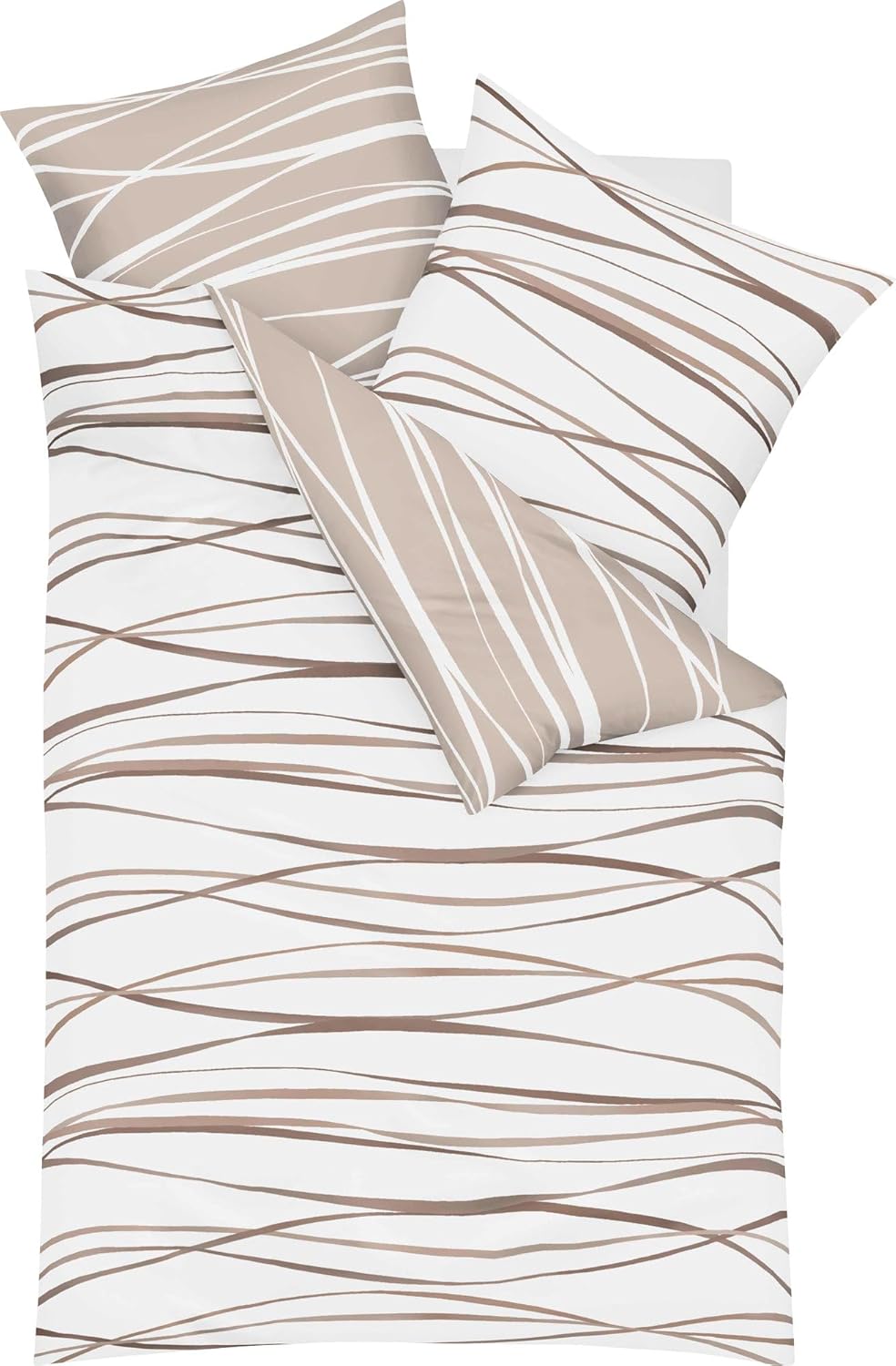 Kaeppel Mako Satin Bettwäsche mit Reissverschluss 155x220 80x80 (584 Natur) Natur 155 x 220 cm, Natu