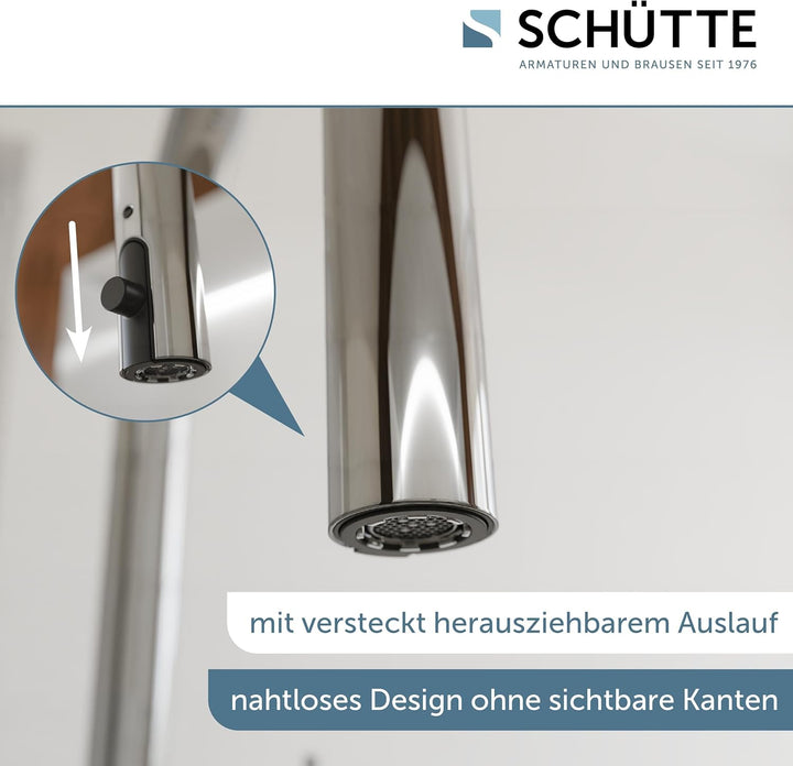 SCHÜTTE 79516 Blackpool Küchenarmatur mit ausziehbarer Geschirrbrause | 360 Grad Wasserhahn für die