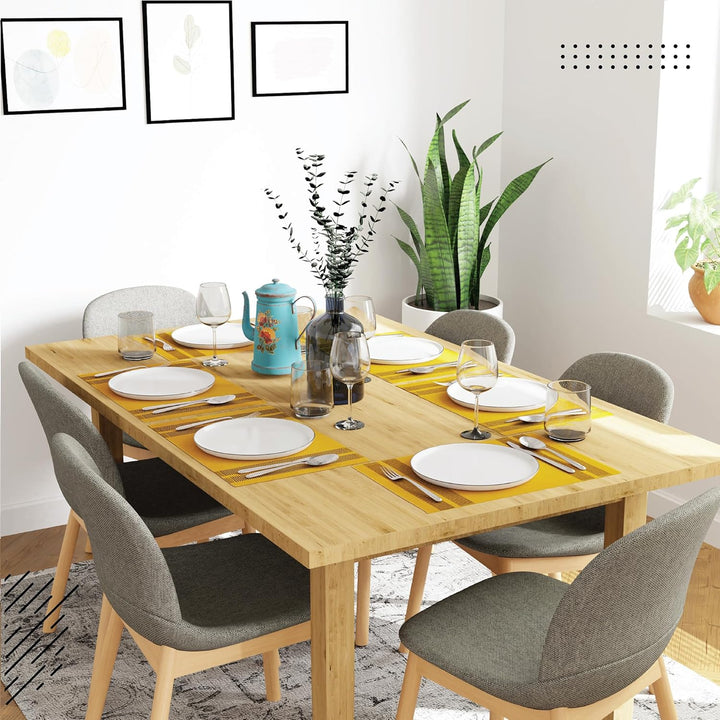 Encasa XO Platzsets Esstisch Set von 6 | Leiter gelb | Fein gerippte Baumwoll-Tischunterlage | Gröss
